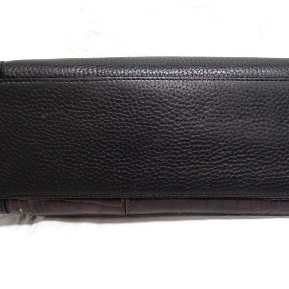 VTG BRIGHTON Organizer Black & Brown Leather Croc Embossed Shoulder Bag Purse - Picture 7 of 16